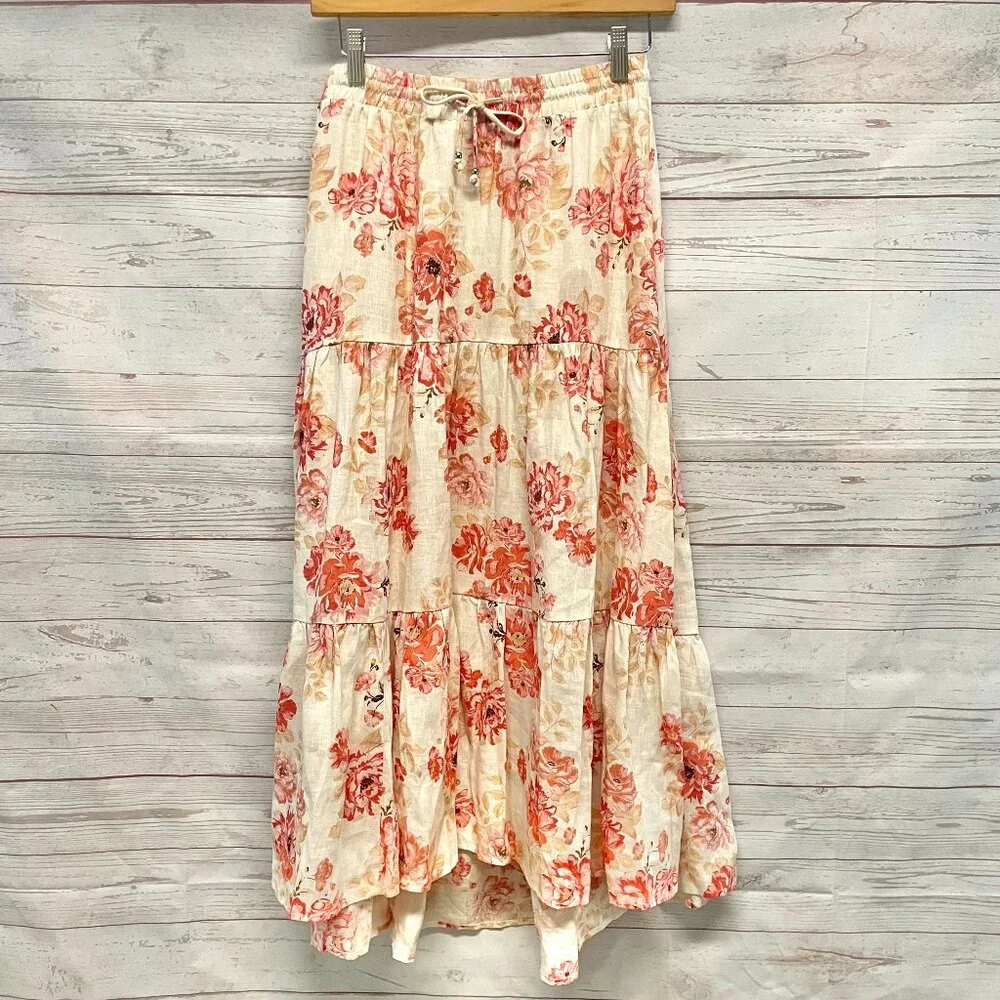 Kivari Florence Tiered Midi Skirt in Sunset Floral - Picture 3 of 8